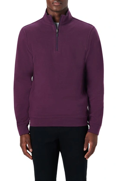 Bugatchi Reversible Knit Quarter Zip Pullover In Plum