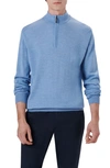 Bugatchi Water Repellent Merino Wool Quarter-zip Pullover In Air-blue