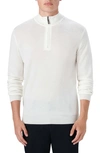 Bugatchi Water Repellent Merino Wool Quarter-zip Pullover In Chalk