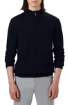 Bugatchi Water Repellent Merino Wool Quarter-zip Pullover In Midnight