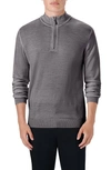 Bugatchi Water Repellent Merino Wool Quarter-zip Pullover In Platinum