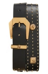 Versace Studded Biggie Coin Belt In Black- Gold