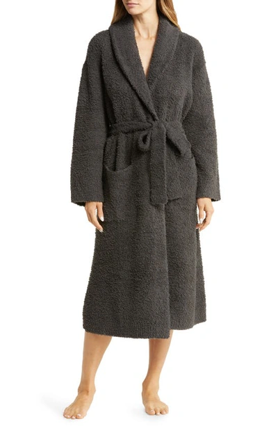 Barefoot Dreams Unisex Cozychic Shawl-collar Skull Robe In Carbon/almond