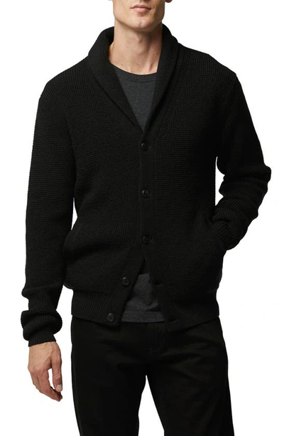 Rodd & Gunn Brigadoon Shawl Collar Merino Wool Cardigan In Ebony