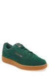 Reebok Club C 85 Suede Sneaker In Green/ Brown/ Rubber Gum