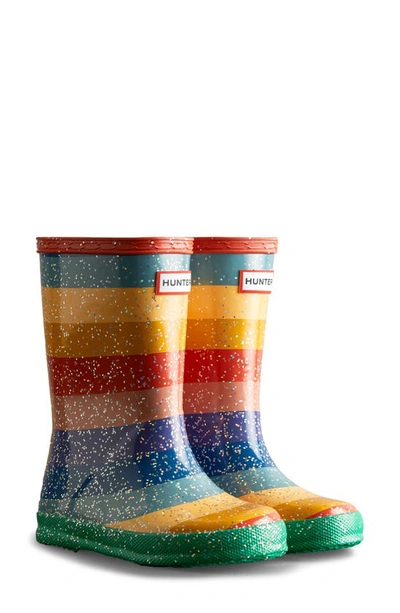 Hunter Kids' Original First Classic Waterproof Rain Boot In Red Multi