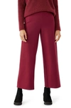 Eileen Fisher High Waist Wool Wide Leg Pants In Deep Claret