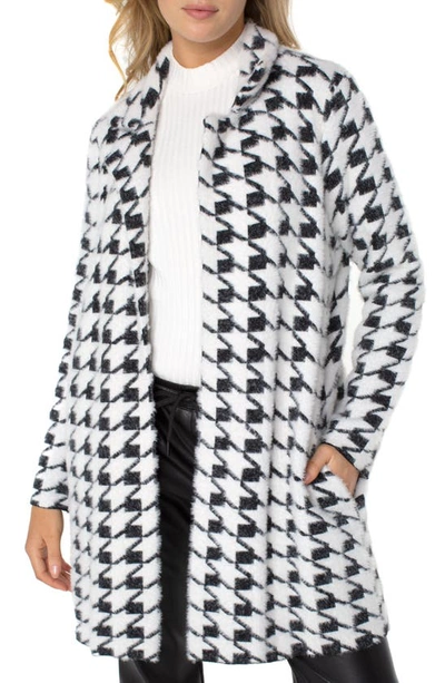 Liverpool Los Angeles Houndstooth Open Front Jacket In Black And White Hounds