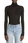 Saint Laurent Ribbed Wool And Cashmere-blend Turtleneck Sweater In Noir