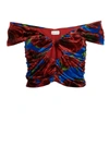 Magda Butrym Off-the-shoulder Cropped Cutout Floral-print Velvet Top In Multicolor