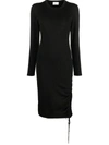 P.a.r.o.s.h Black Long Sleeve Draped Short Dress In Black
