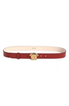 Versace Medusa Leather Belt In Parade Red- Gold