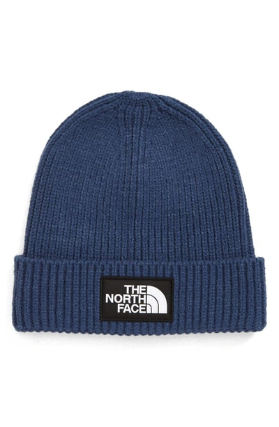 The North Face Kid's Tnf Box Logo Cuffed Beanie Hat In Blue