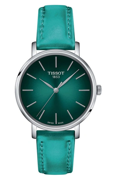 Tissot Everytime Leather Strap Watch, 34mm In Green