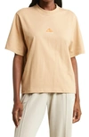 Nike Embroidered Logo Relaxed Fit T-shirt In Hemp/ Electro Orange/ White