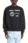Heron Preston Medieval Heron Oversize Crewneck Sweatshirt In Black White