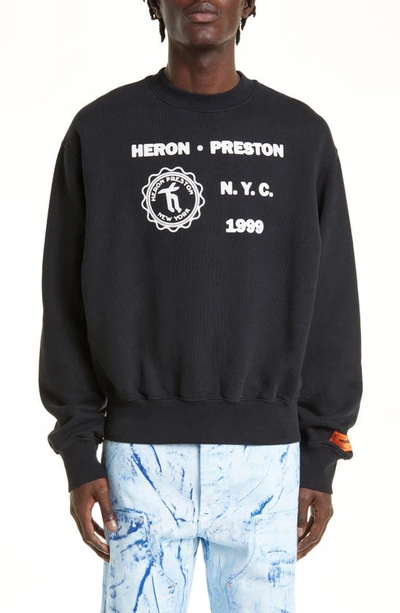 Heron Preston Medieval Heron Oversize Crewneck Sweatshirt In Black