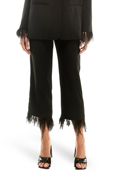 Wayf X Jourdan Sloane Nits Feather Trim Pants In Black