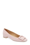 Ann Mashburn Buckle Flat In Pink Dot Jacquard