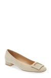 Ann Mashburn Buckle Flat In Sand Suede