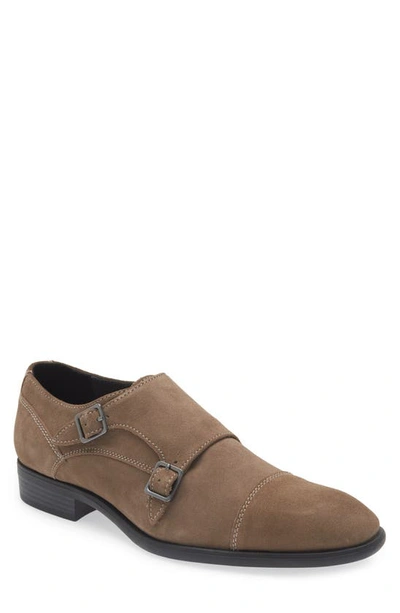 Nordstrom Dale Cap Toe Monk Strap Shoe In Brown Suede