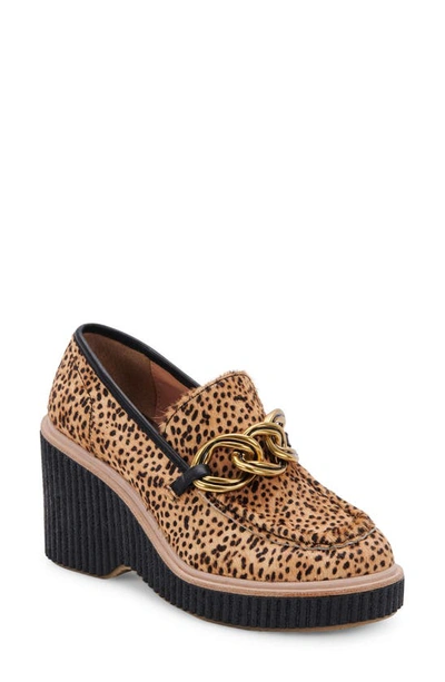 Dolce Vita Women's Brenan Platform Chain Loafers Women's Shoes In Leopard Calf Hair