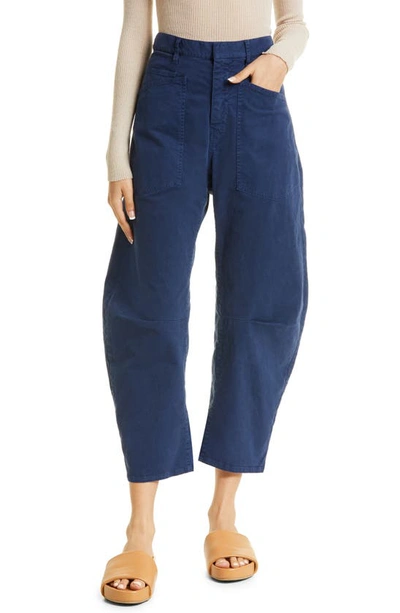 Nili Lotan Shon Stretch Cotton Trousers In Marine Blue