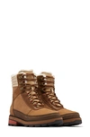Sorel Lennox Waterproof Combat Winter Boots In Velvet Tan Warp Red