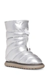 Moncler Gaia Metallic Quilted Mid Snow Boots In Silver
