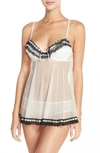 Black Bow 'ruffles Galore' Underwire Chemise & Hipster Briefs In Ivory