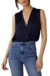 Favorite Daughter The Date Sleeveless Wrap Blouse In Navy