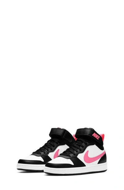 Nike Babies' Court Borough Mid 2 Basketball Shoe In Black/ Sunset Pulse/ White