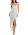 Black By Bariano Dua Cowl Gown In Silver