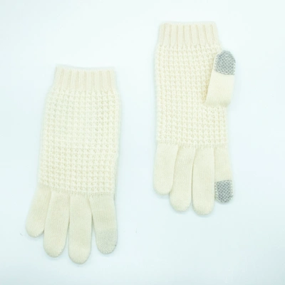 Portolano Cashmere Stitched Tech Gloves In Beige