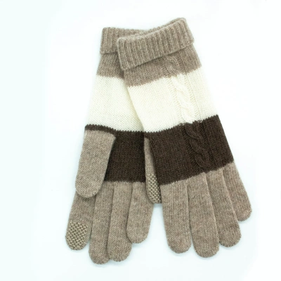 Portolano Cashmere Tech Gloves With Cables In Beige