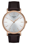 Tissot Everytime Leather Strap Watch, 40mm In Gold