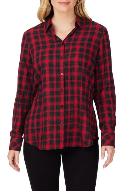 Foxcroft Rhea Plaid Button-up Shirt In Black Multi