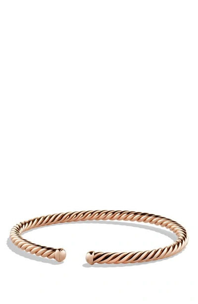 David Yurman 'petite Cable' Petite Precious Cable Bracelet In Rose Gold