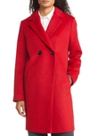 Sam Edelman Double Breasted Wool Blend Coat In Red