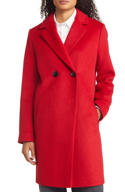 Sam Edelman Double Breasted Wool Blend Coat In Red