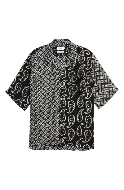 Rhude Bandana Print Short Sleeve Button-up Camp Shirt In Black