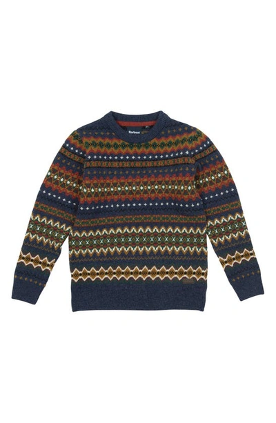 Barbour Kids' Little Boy's & Boy's Case Fair Isle Crewneck Sweater In Navy Marl