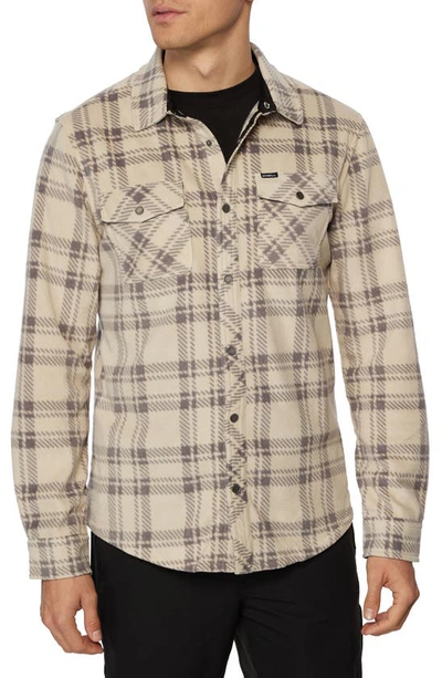 O'neill Glacier Plaid Fleece Snap-up Shirt In Light Khaki