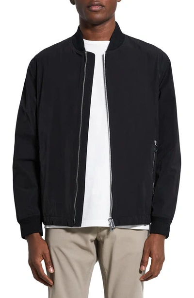 Theory City Foundation Tech Water Resistant Twill Bomber Jacket In Black