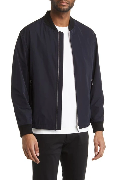 Theory City Foundation Tech Water Resistant Twill Bomber Jacket In Black