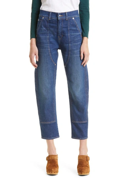 Veronica Beard Charlie With Chaps High-rise Stretch Barrel Crop Jeans In Astro