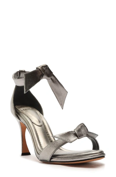 Alexandre Birman Clarita Metallic Ankle-bow Sandals In Grafite