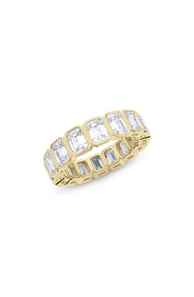 Hautecarat Emerald Cut Lab Created Diamond Eternity Ring In 18k Yellow Gold