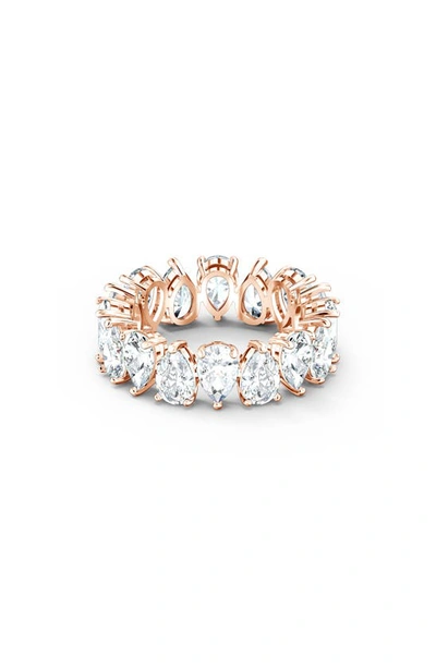 Swarovski Vittore Pear Cut Rose Gold Tone Plated Ring In White