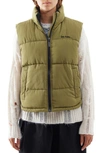 Iets Frans Emily Hooded Puffer Vest In Khaki